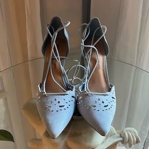 Christian Sirlano Baby Blue Strappy Pumps